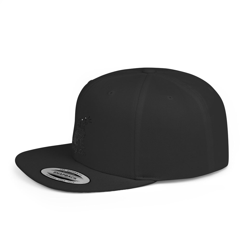 Wag On Snapback Hat — Embroidered Howling Dog Flat Bill Cap