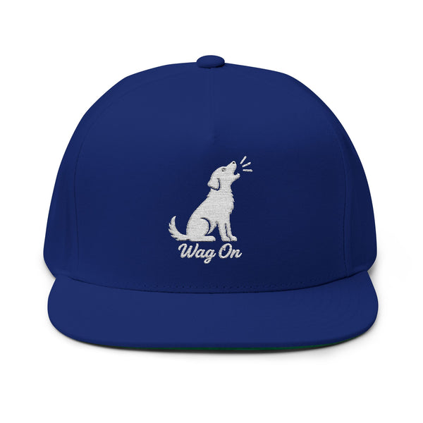 Embroidered Wag On Dog Lovers Flat Bill Cap