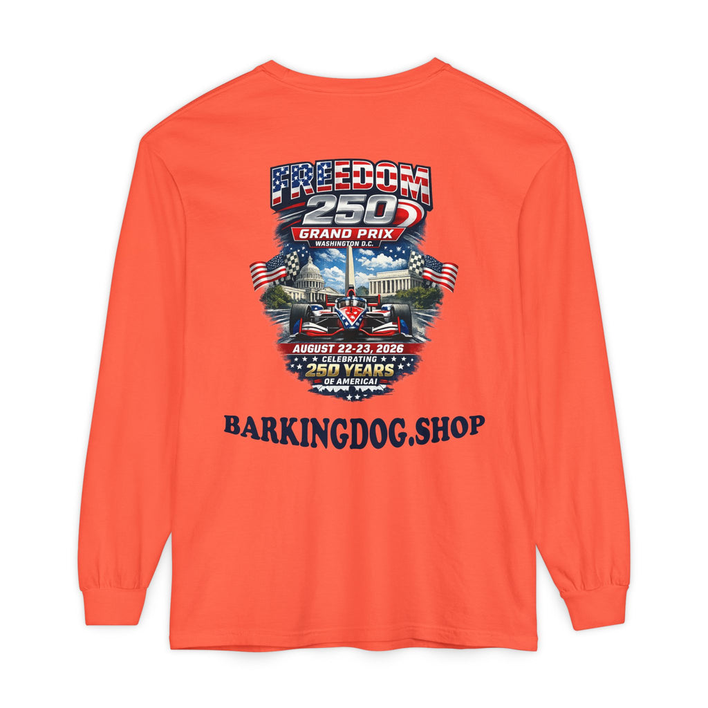 Freedom 250 Grand Prix Long Sleeve T-Shirt — "Wag On" Dog Rally Race Tee