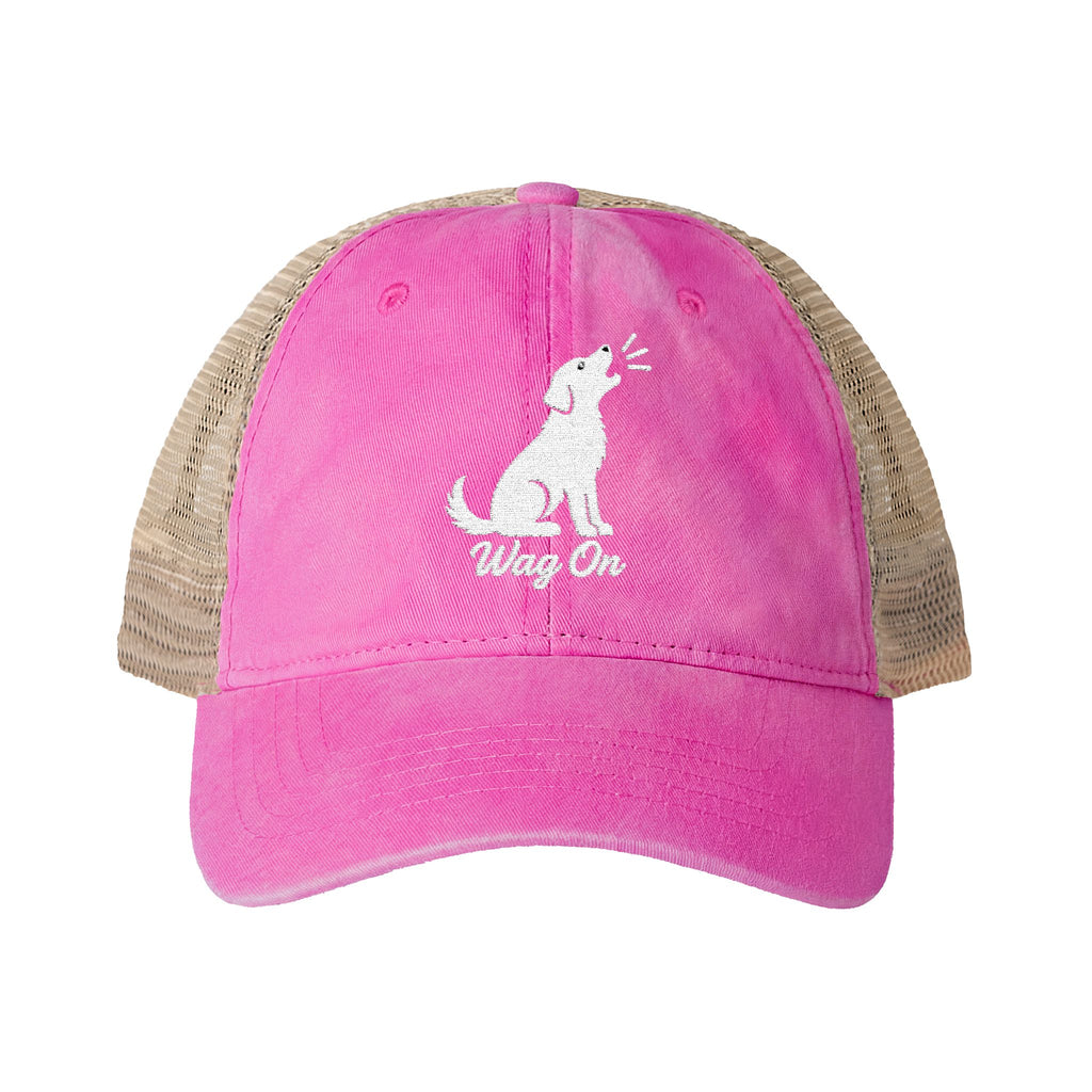 Women's Embroidered Wag On Washed Mesh-Back Cap