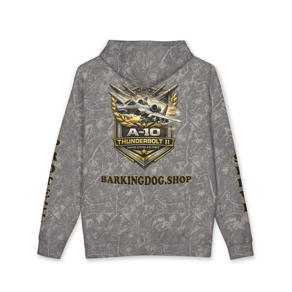 A-10 Thunderbolt II Jet Hoodie — Barking Dog 'Wag On' Military Air Force Tribute