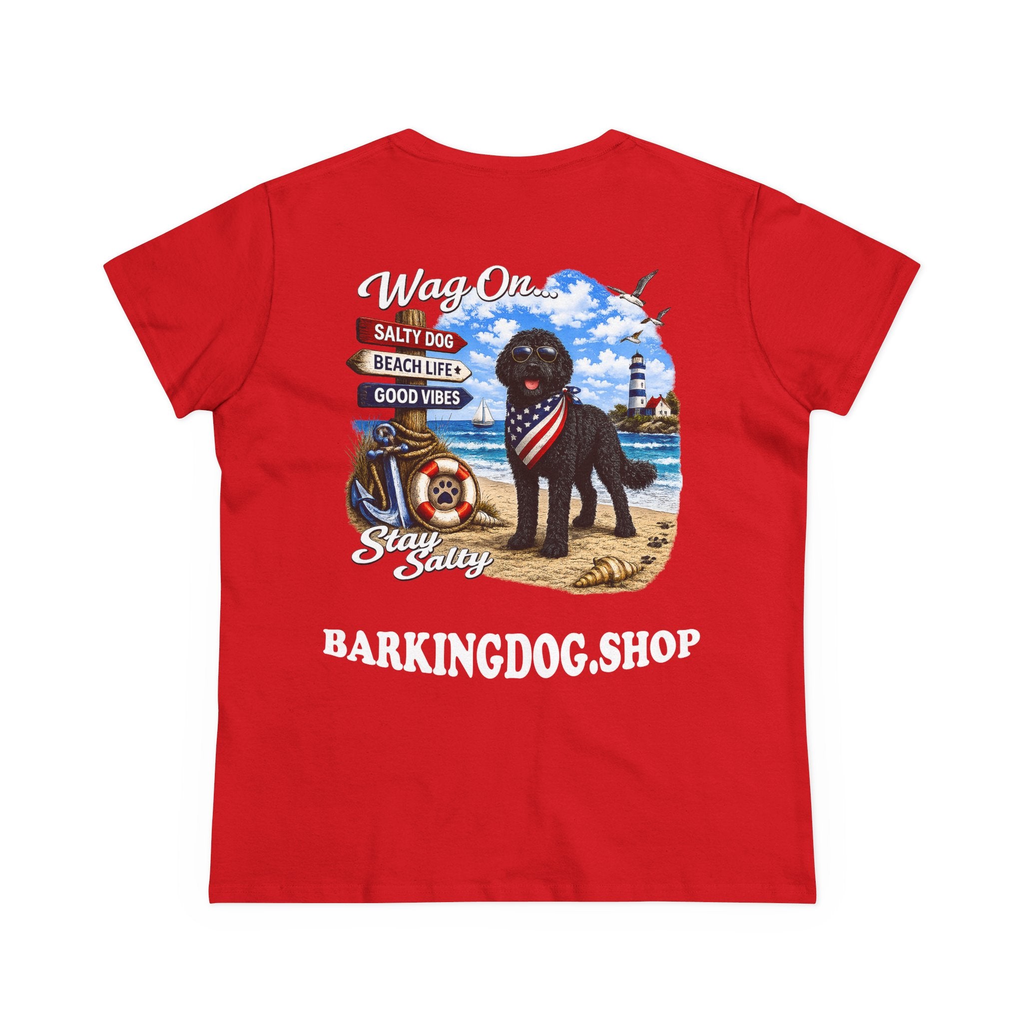 Black Bernedoodle  T Shirt Stay Salty Beach Dog Lover Graphic Tee Wag On BarkingDog Shop