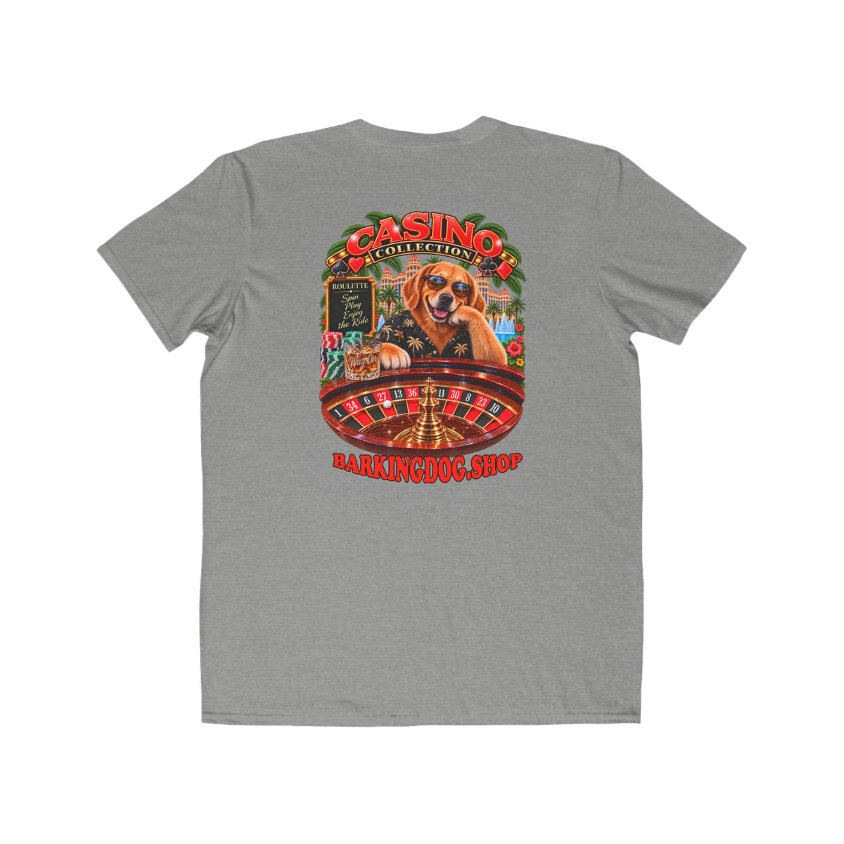 Golden Retriever Roulette T Shirt Casino Collection Funny Slot Machine Dog Graphic Tee Wag On BarkingDog Shop