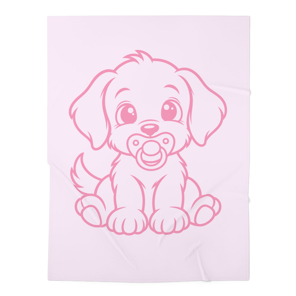 Pink Puppy Pacifier Baby Swaddle Blanket Babies and Puppies Collection Newborn Wrap Baby Gift BarkingDog Shop