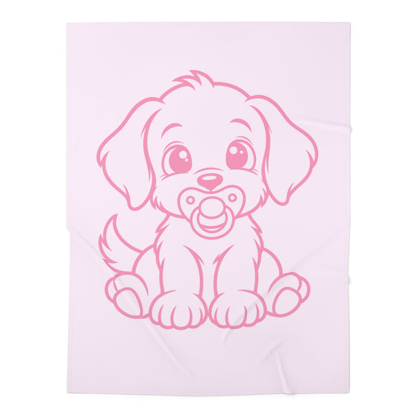 Pink Puppy Pacifier Baby Swaddle Blanket Babies and Puppies Collection Newborn Wrap Baby Gift BarkingDog Shop