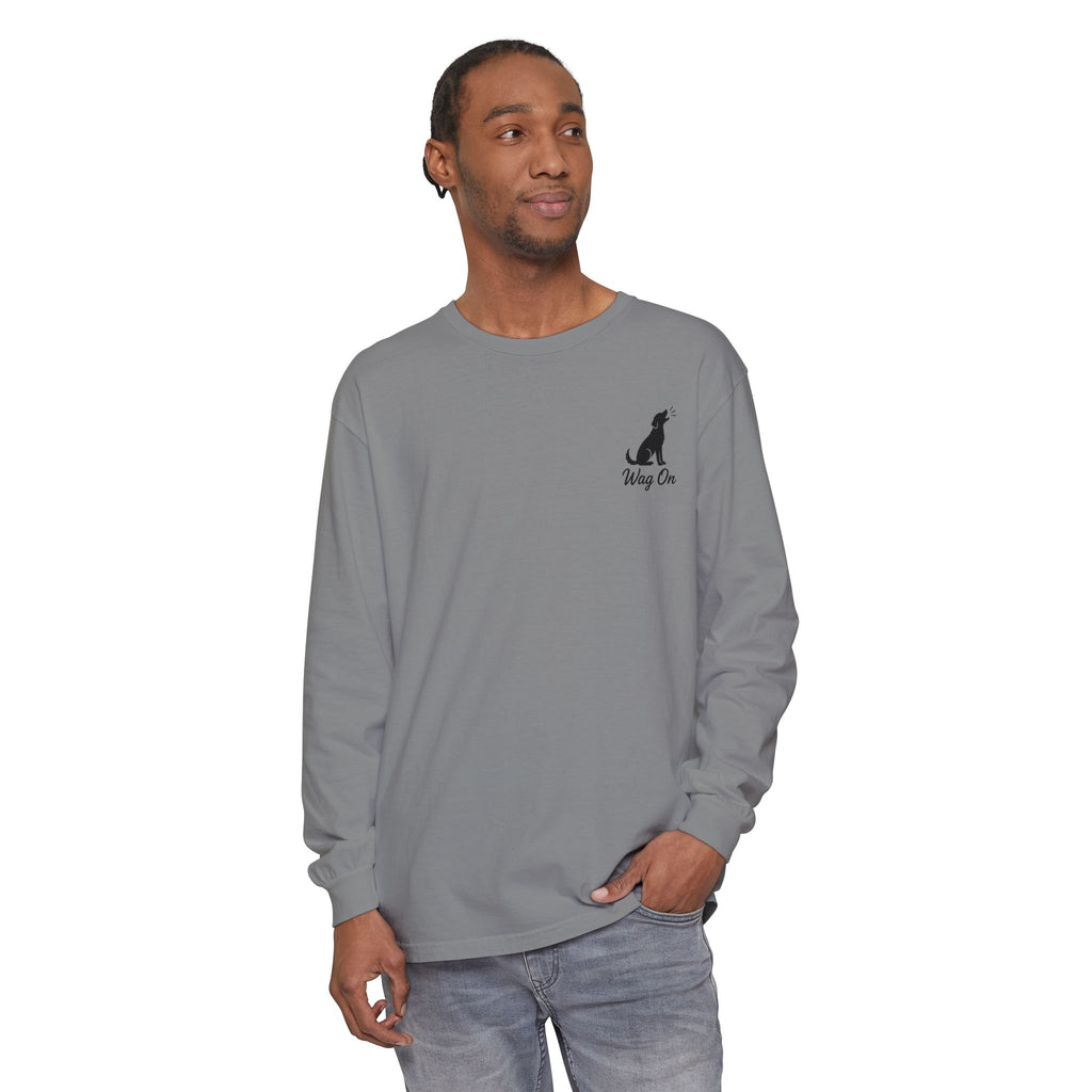 USA 250th Anniversary Long Sleeve T-Shirt — Patriotic Dog Flag Design