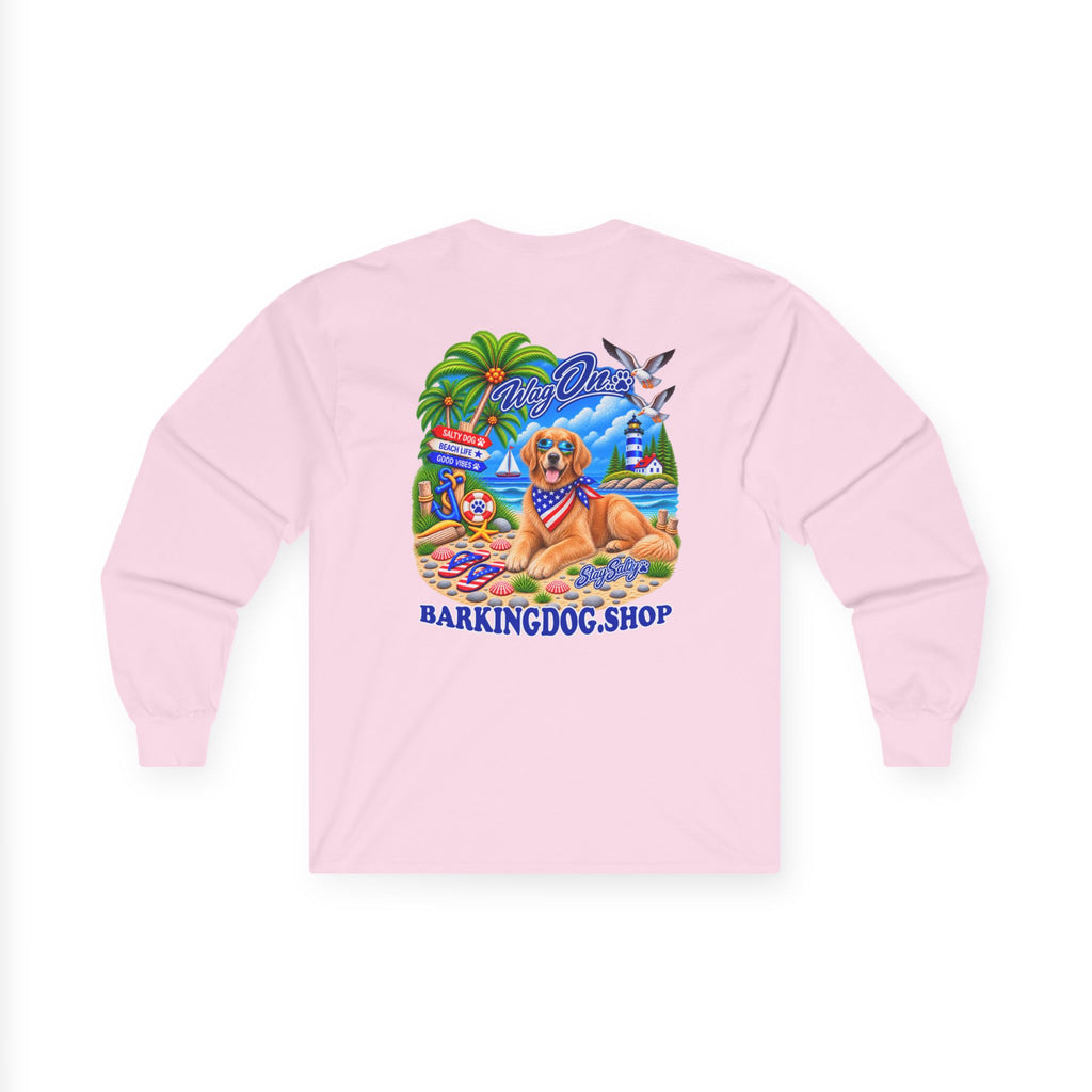 Golden Retriever Stay Salty Pup Long Sleeve T Shirt Beach Collection Coastal Dog Graphic Tee Wag On BarkingDog Shop