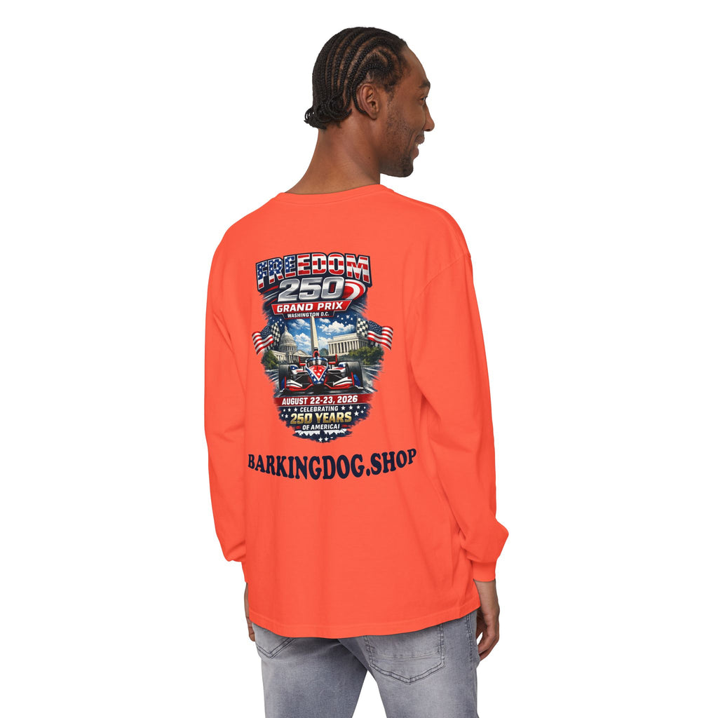 Freedom 250 Grand Prix Long Sleeve T-Shirt — "Wag On" Dog Rally Race Tee