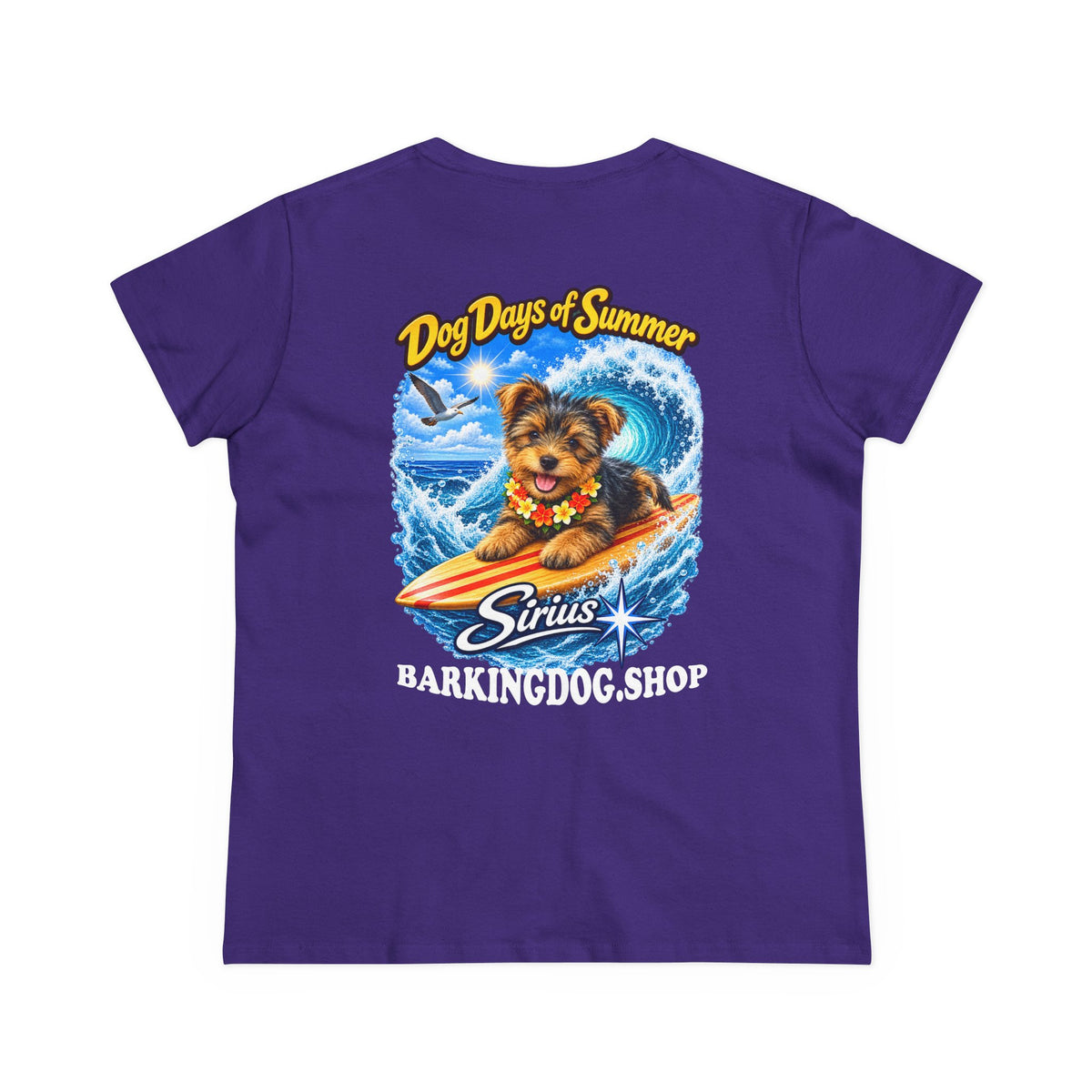 Yorkshire Terrier Surfboard T Shirt Dog Days Of Summer Beach Dog Lover Graphic Tee Wag On BarkingDog Shop