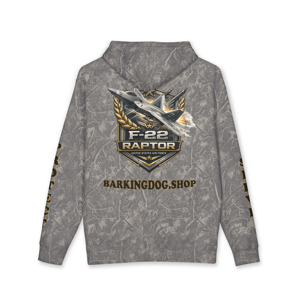 F-22 Raptor Jet Hoodie — Barking Dog 'Wag On' Military Air Force Tribute