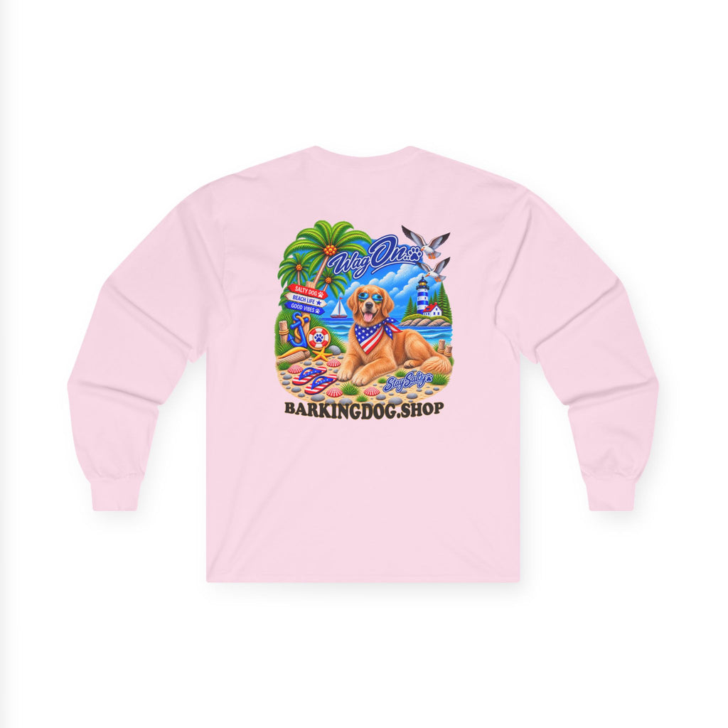 Golden Retriever Stay Salty Pup Long Sleeve T Shirt Beach Collection Coastal Dog Graphic Tee Wag On BarkingDog Shop