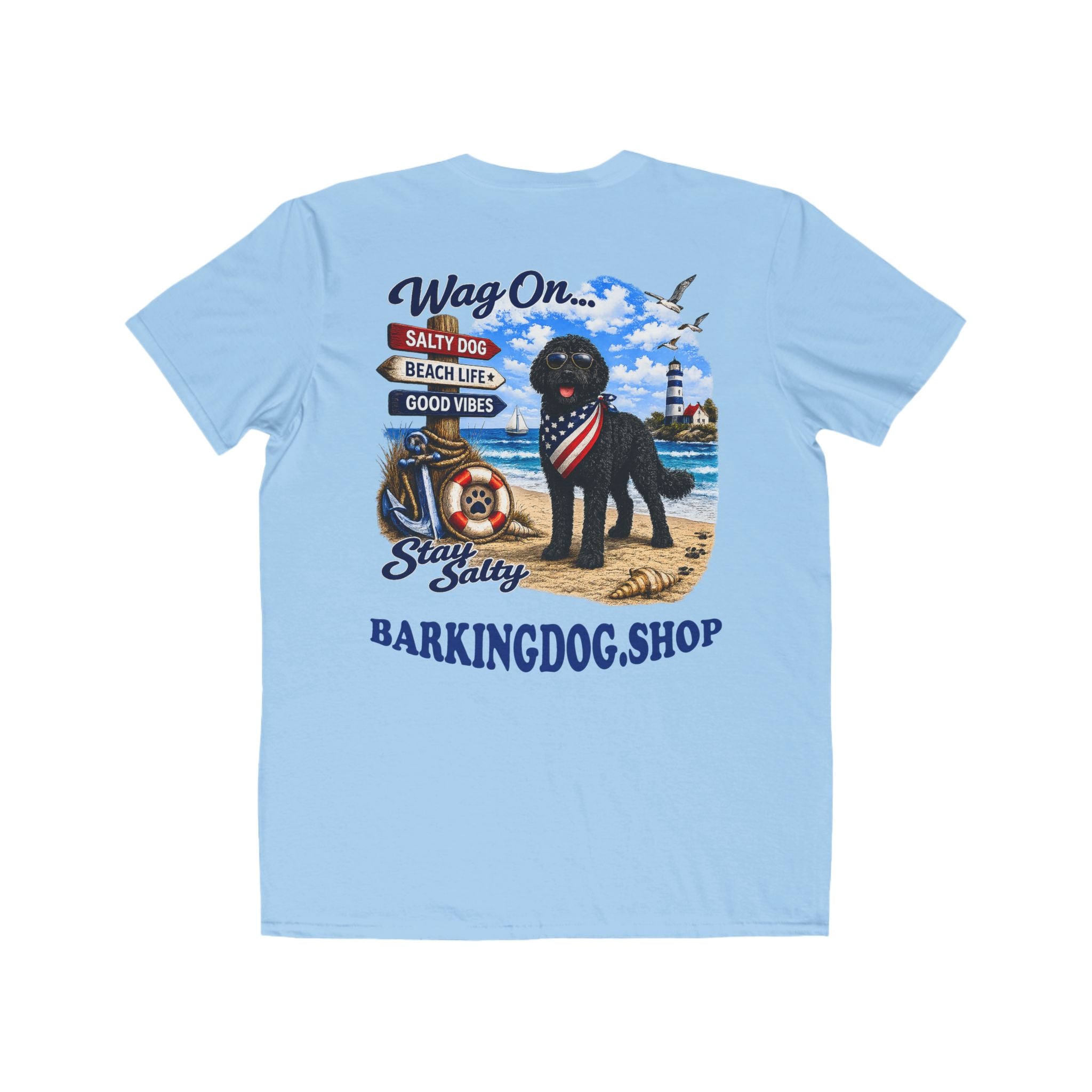 Black Bernedoodle T Shirt Stay Salty Beach Dog Lover Graphic Tee Wag On BarkingDog Shop
