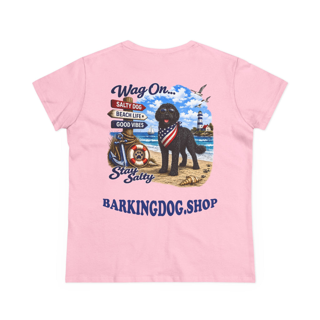 Black Bernedoodle T Shirt Stay Salty Beach Dog Lover Graphic Tee Wag On BarkingDog Shop