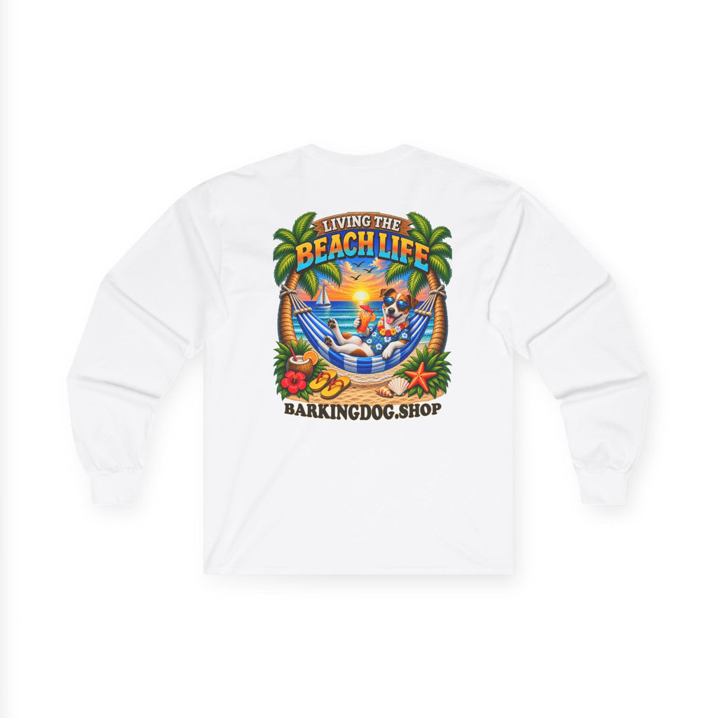 Copy of Chihuahua Beach Life Canine Long Sleeve T Shirt Beach Collection Hammock Tropical Dog Graphic Tee Wag On BarkingDog Shop