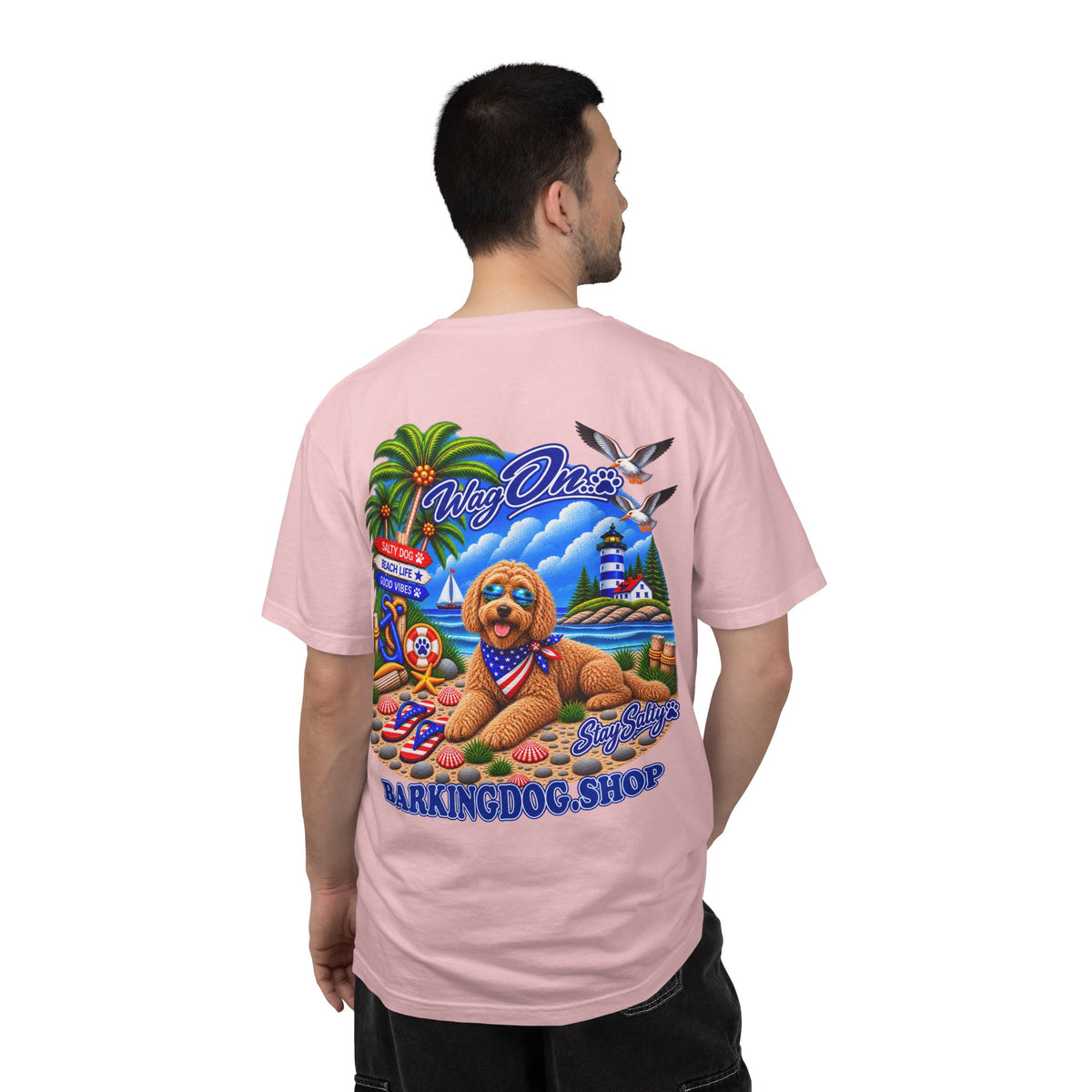 Goldendoodle Stay Salty T Shirt Beach Collection Salty Pup Beach Life Graphic Tee Wag On BarkingDog Shop
