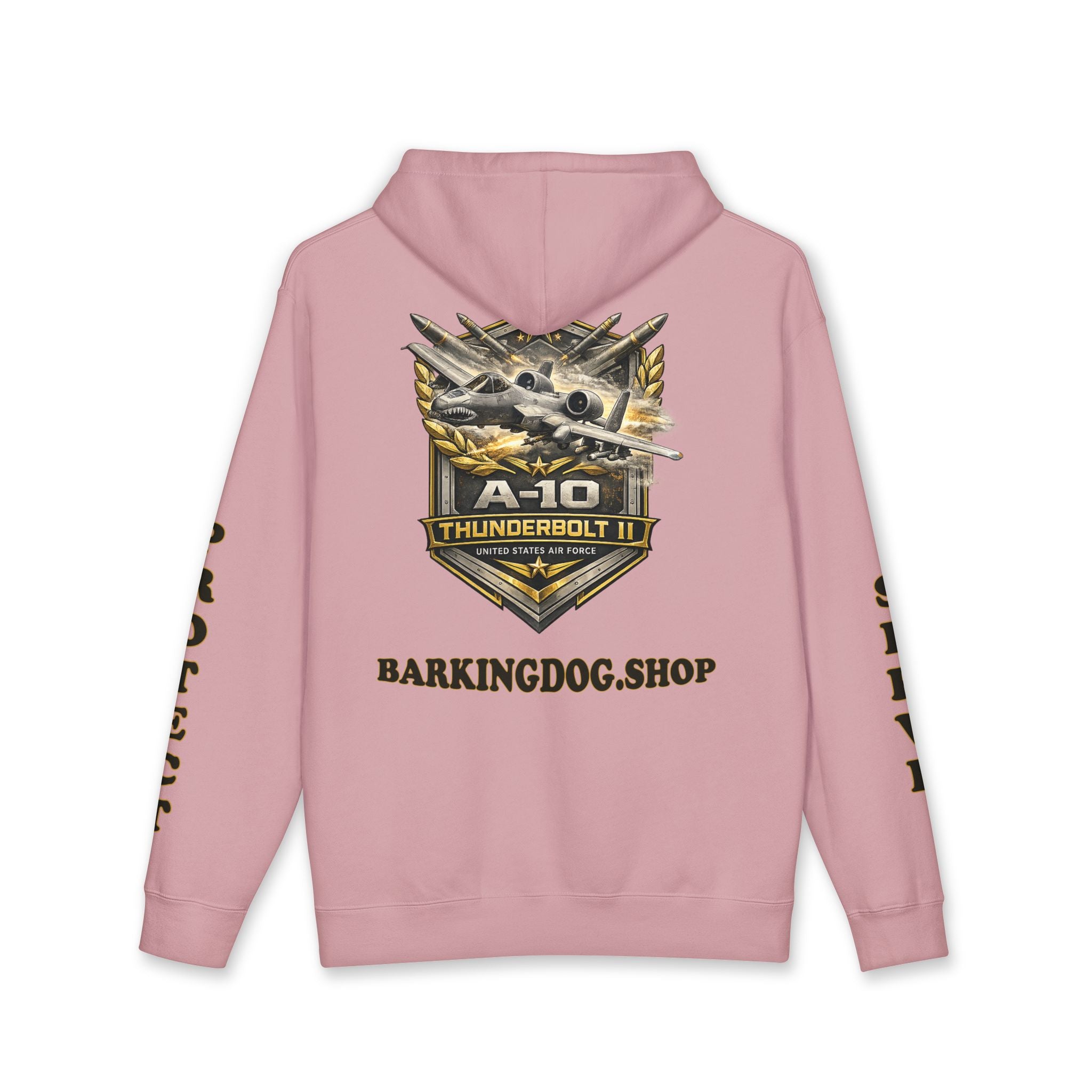 A-10 Thunderbolt II Jet Hoodie — Barking Dog 'Wag On' Military Air Force Tribute