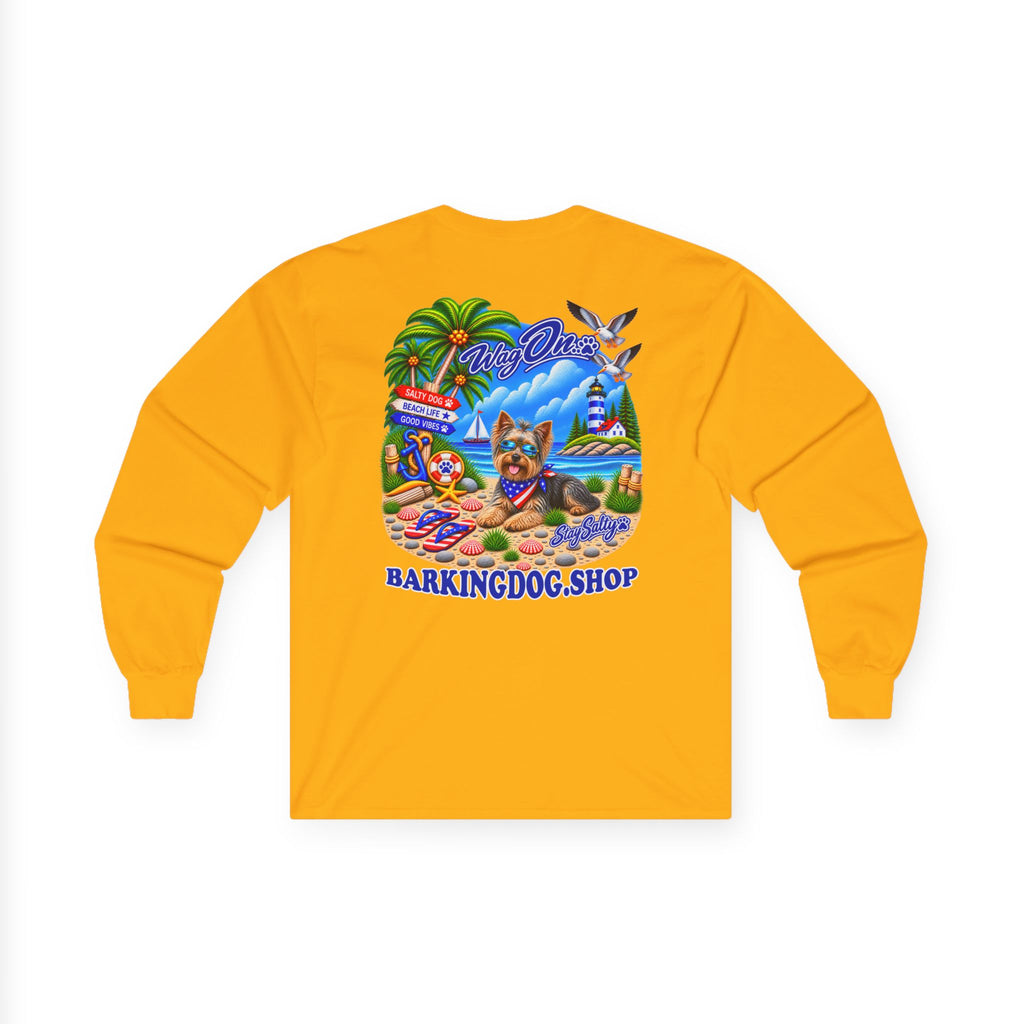 Golden Doodle Stay Salty Pup Long Sleeve T Shirt Beach Collection Coastal Dog Graphic Tee Wag On BarkingDog Shop