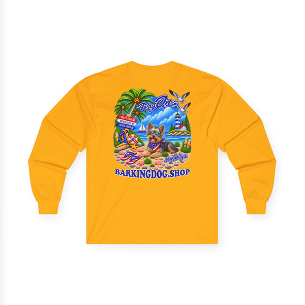 Golden Doodle Stay Salty Pup Long Sleeve T Shirt Beach Collection Coastal Dog Graphic Tee Wag On BarkingDog Shop