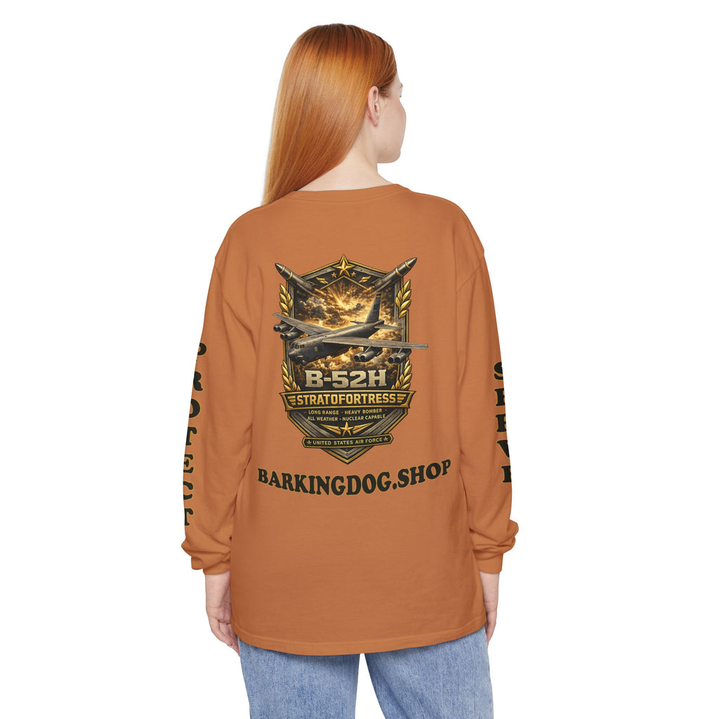 B-52H Stratofortress Long Sleeve Tee — Barking Dog 'Wag On' Military Air Force Tribute