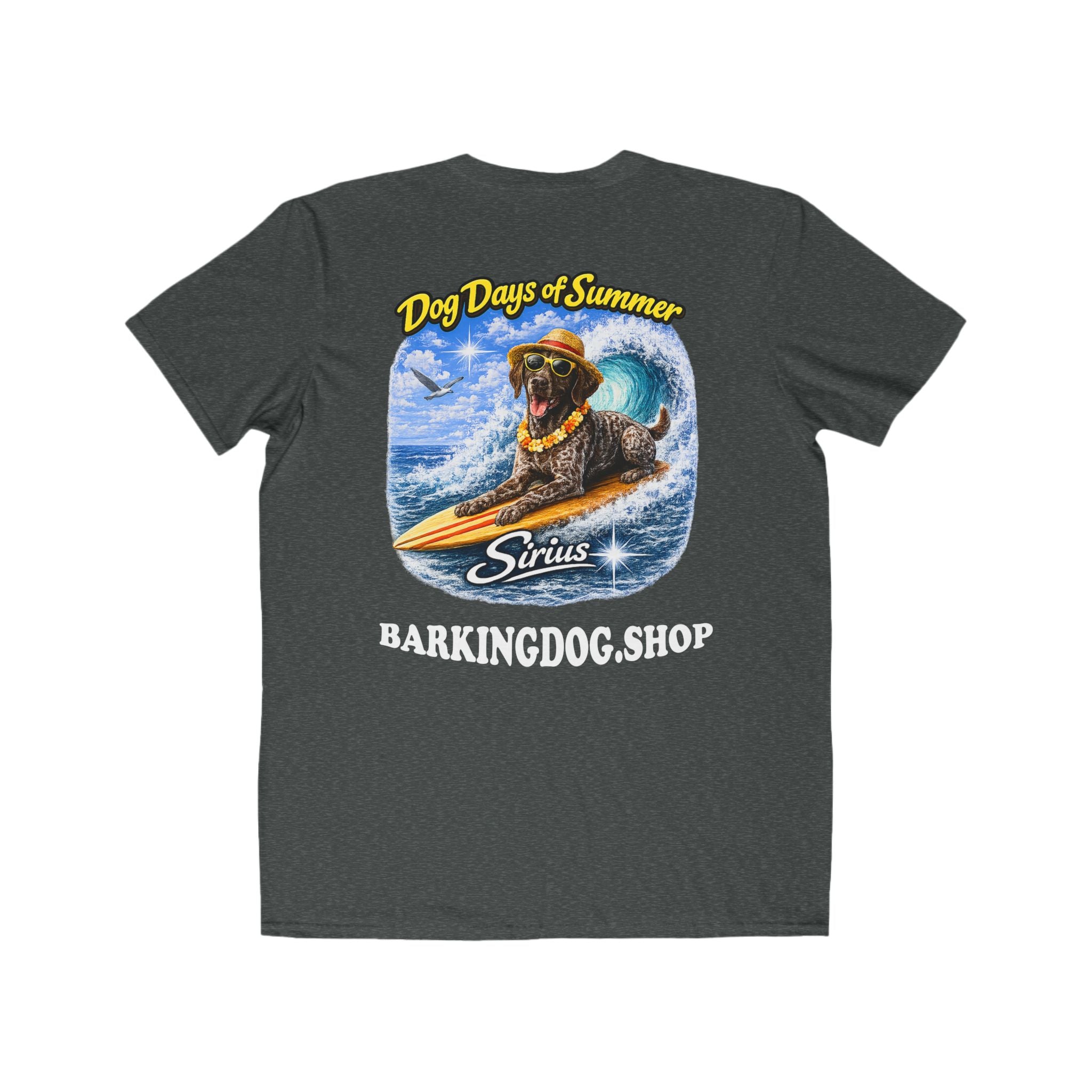 German Shorthair Pointer Surfboard T-Shirt Wag On™ Dog Days of Summer