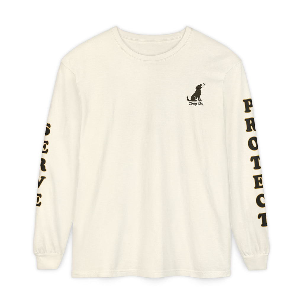 F-16 Fighting Falcon Long Sleeve Tee — Barking Dog 'Wag On' Military Air Force Tribute