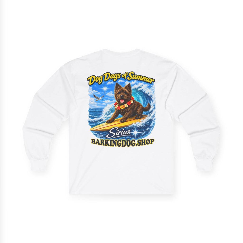 Cairn Terrier Surfboard Long Sleeve T Shirt Dog Days of Summer Beach Collection Wag On BarkingDog Shop