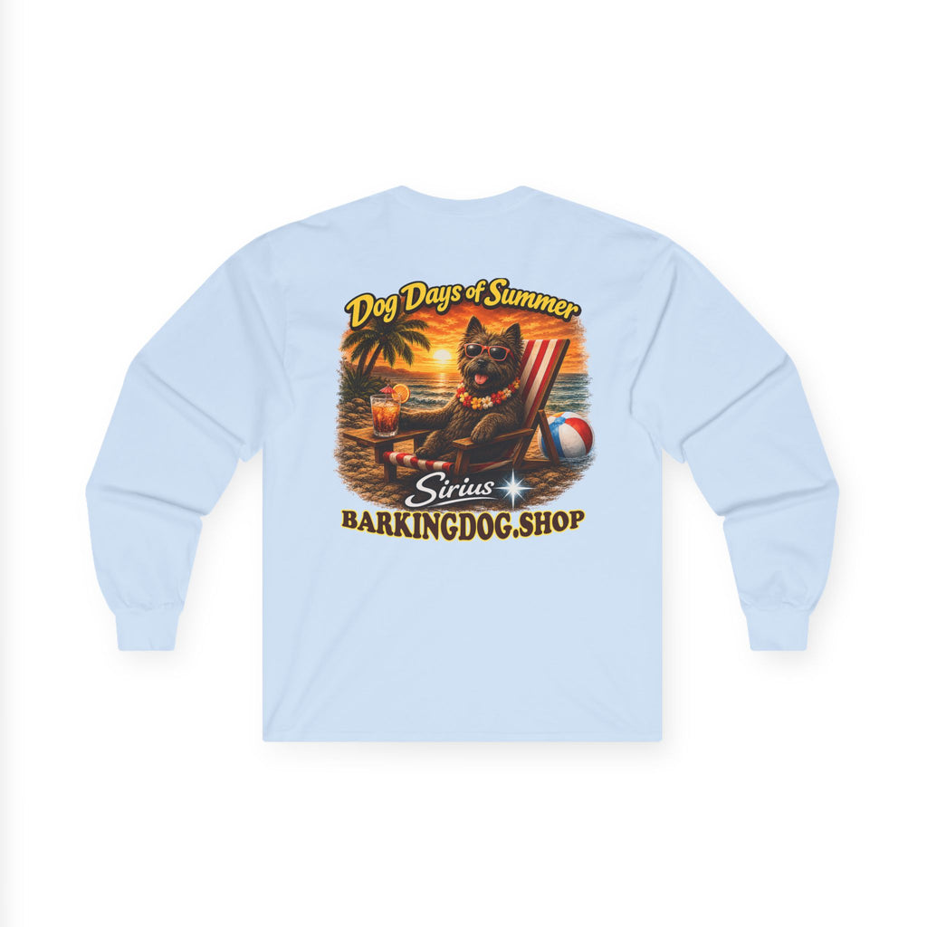 Cairn Terrier Dog Days of Summer Beach Chair Long Sleeve T Shirt Beach Collection Relaxing Dog Graphic Tee Wag On BarkingDog Shop