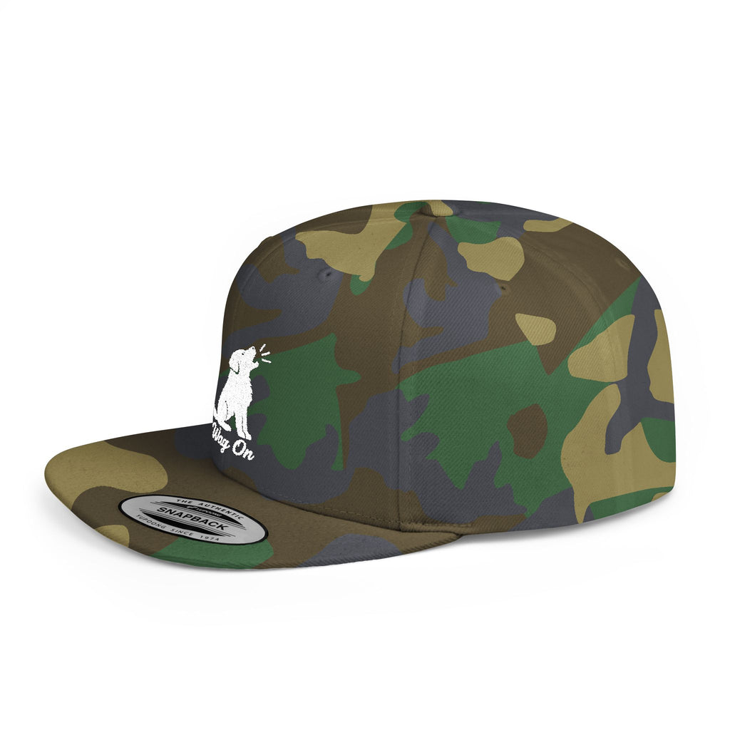 Copy of Wag On Snapback Hat — Embroidered Howling Dog Flat Bill Cap