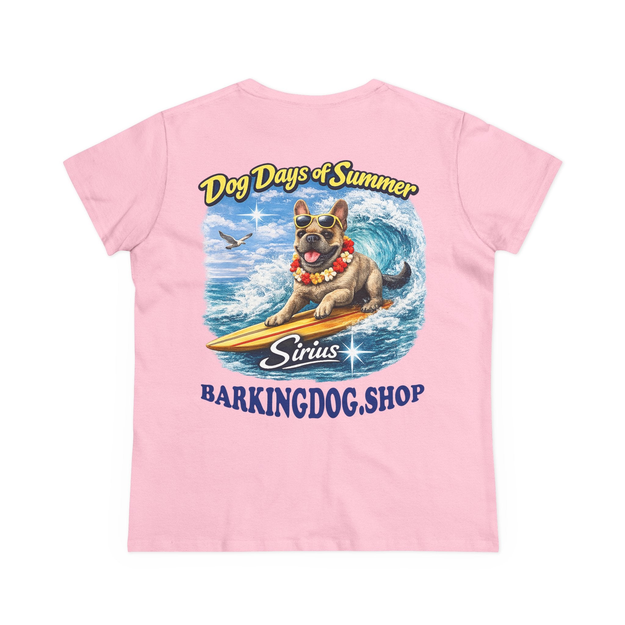 French Bull Dog Surfboard T-Shirt Wag On™ Dog Days of Summer