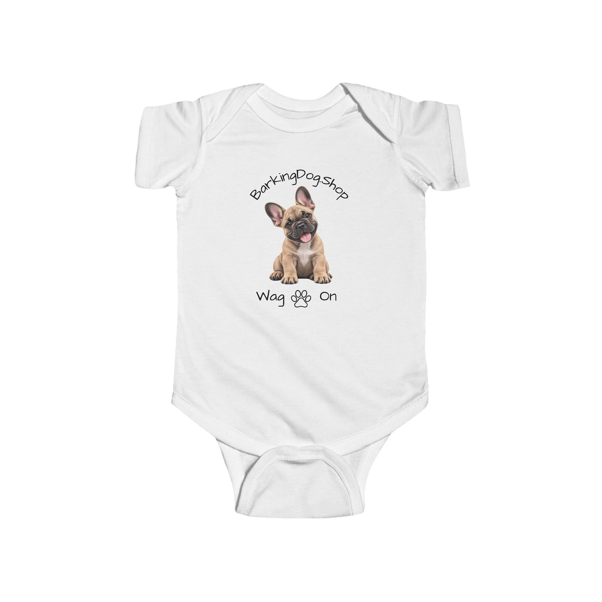 French Bulldog Puppy Infant Bodysuit Babies and Puppies Collection Wag On Baby Onesie BarkingDog Shop