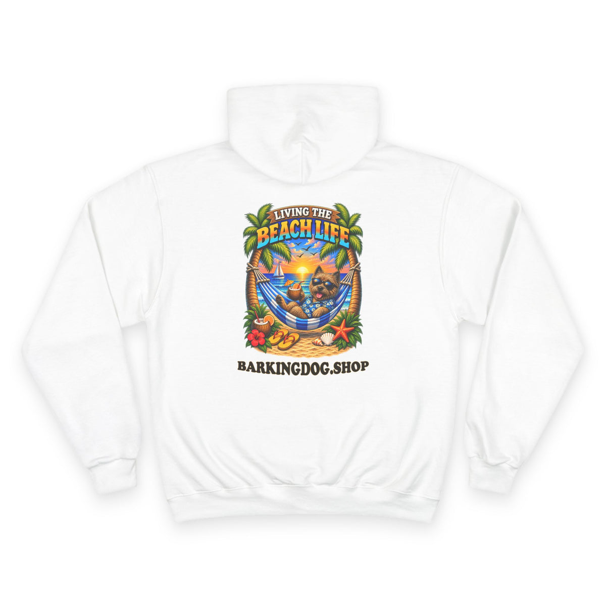 Cairn Terrier Beach Life Canine Champion Hoodie Beach Collection Hammock Tropical Dog Graphic Sweatshirt Wag On BarkingDog Shop
