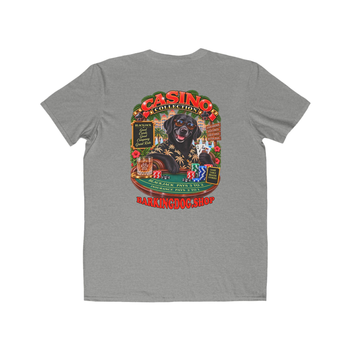 Black Labrador Blackjack T Shirt Casino Collection Funny Slot Machine Dog Graphic Tee Wag On BarkingDog Shop