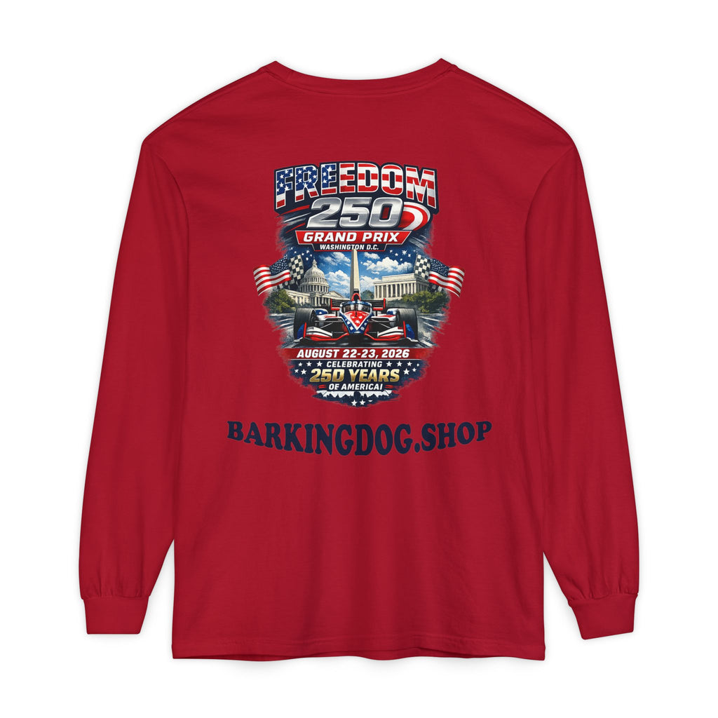 Freedom 250 Grand Prix Long Sleeve T-Shirt — "Wag On" Dog Rally Race Tee