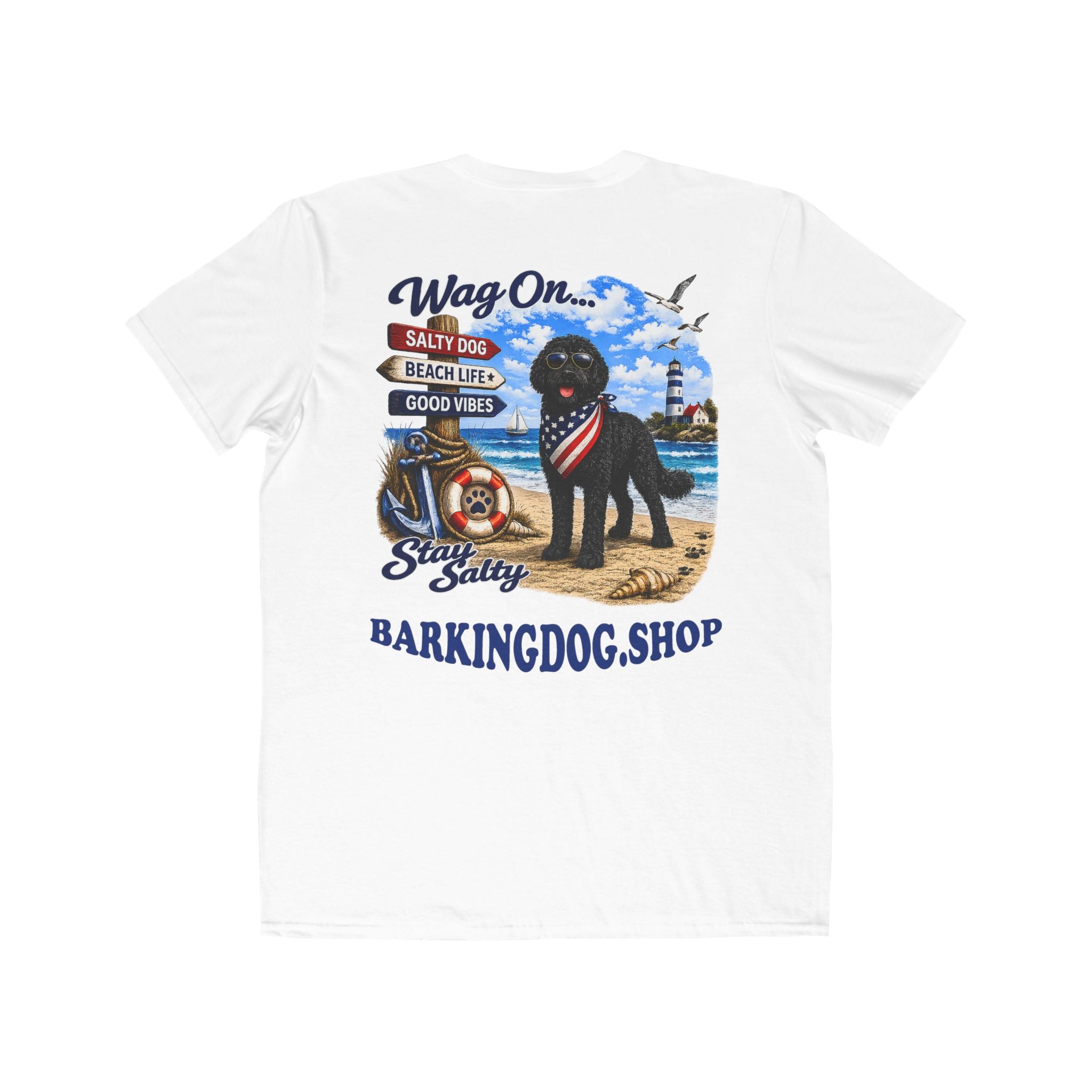 Black Bernedoodle T Shirt Stay Salty Beach Dog Lover Graphic Tee Wag On BarkingDog Shop