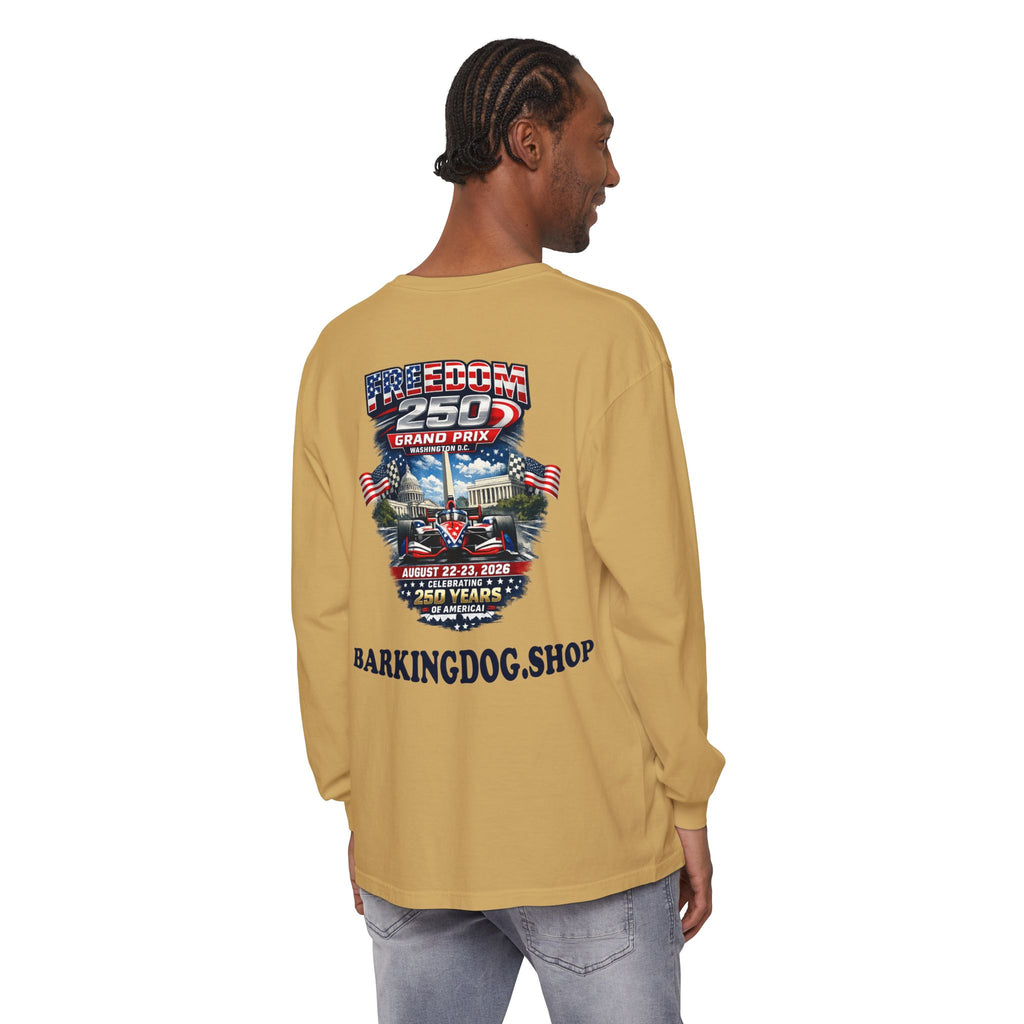 Freedom 250 Grand Prix Long Sleeve T-Shirt — "Wag On" Dog Rally Race Tee