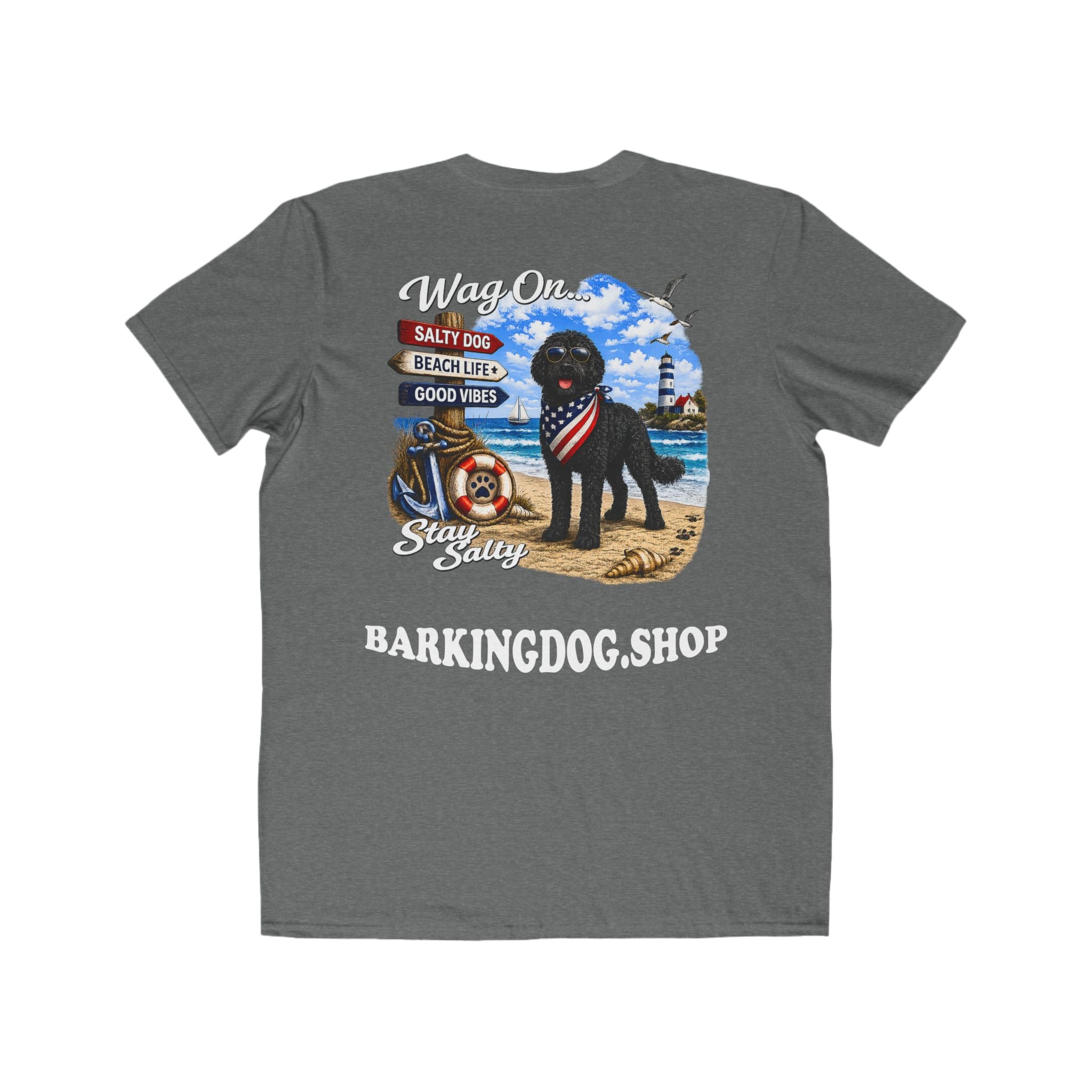 Black Bernedoodle T Shirt Stay Salty Beach Dog Lover Graphic Tee Wag On BarkingDog Shop