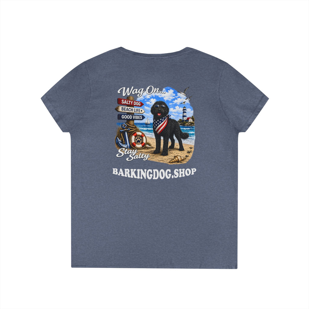 Black Bernedoodle  T Shirt Stay Salty Beach Dog Lover Graphic Tee Wag On BarkingDog Shop