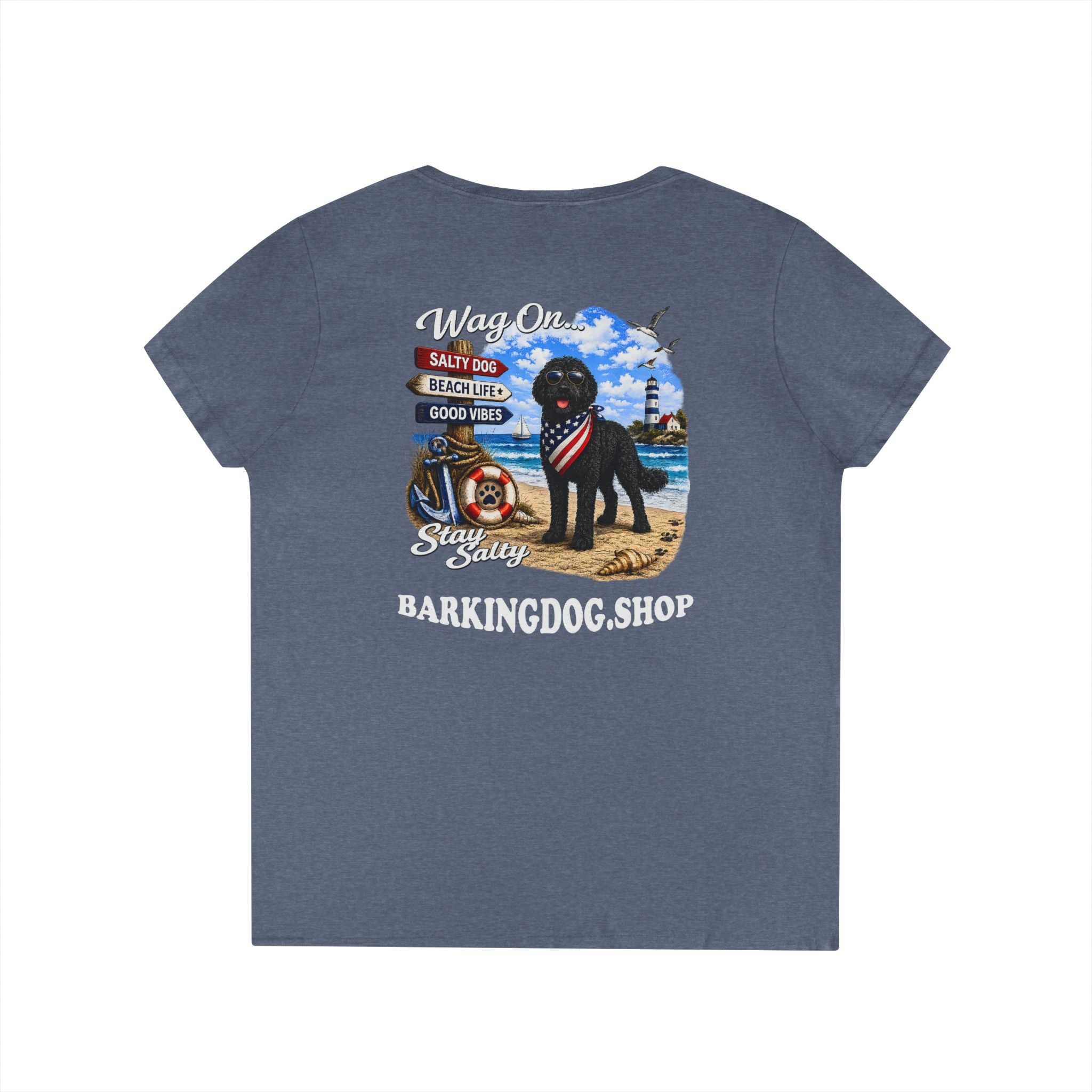 Black Bernedoodle  T Shirt Stay Salty Beach Dog Lover Graphic Tee Wag On BarkingDog Shop