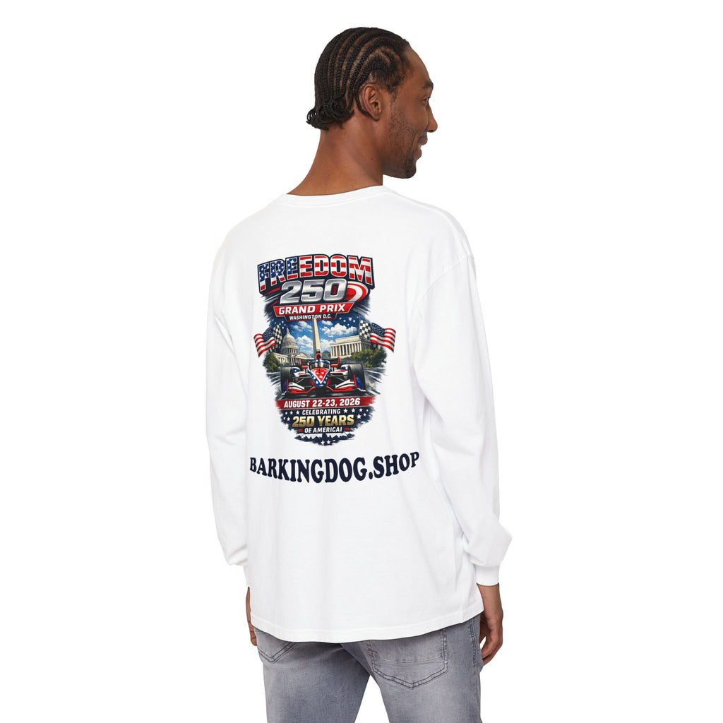 Freedom 250 Grand Prix Long Sleeve T-Shirt — "Wag On" Dog Rally Race Tee