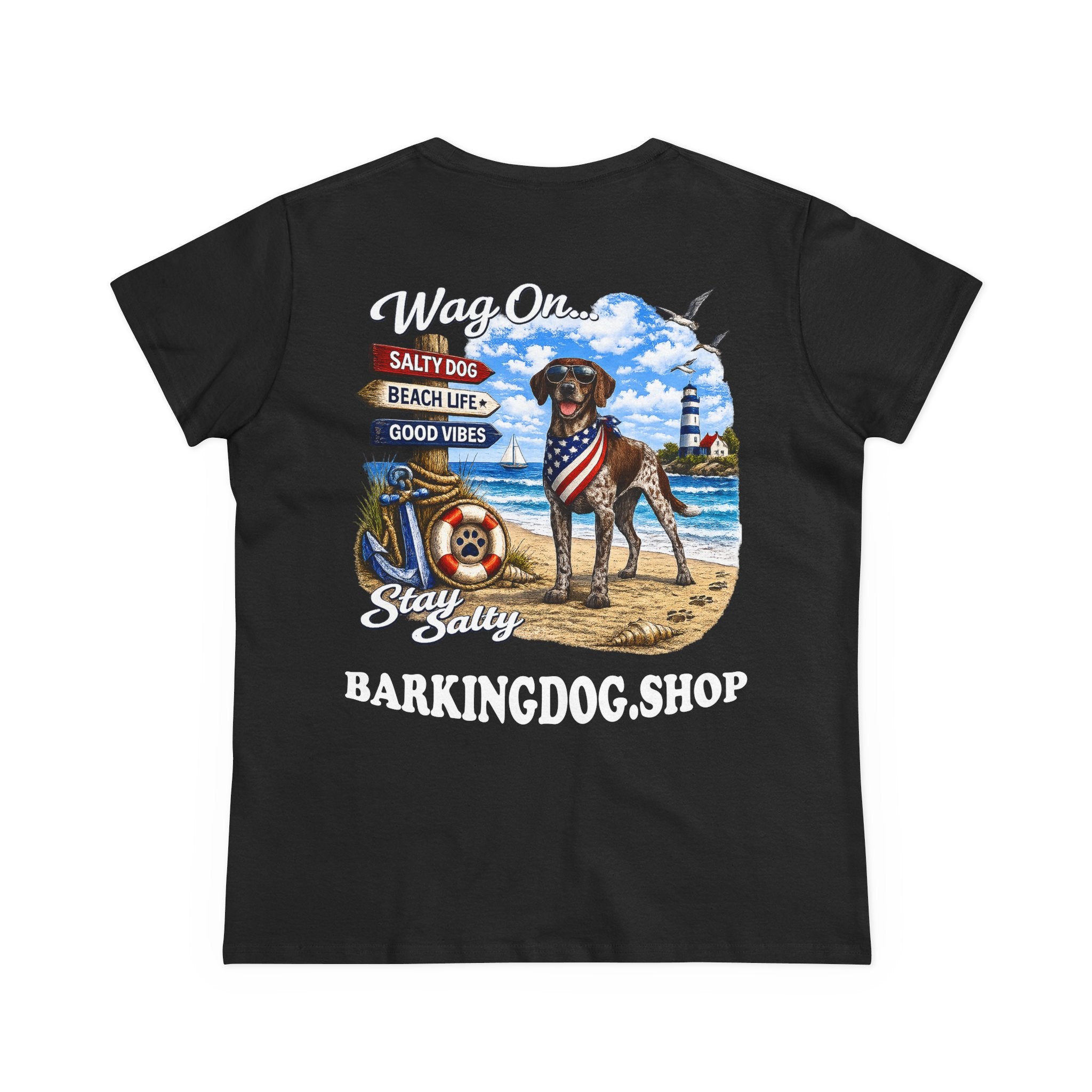 German Shorthair Pointer Dog Beach T Shirt Wag On™ Stay Salty