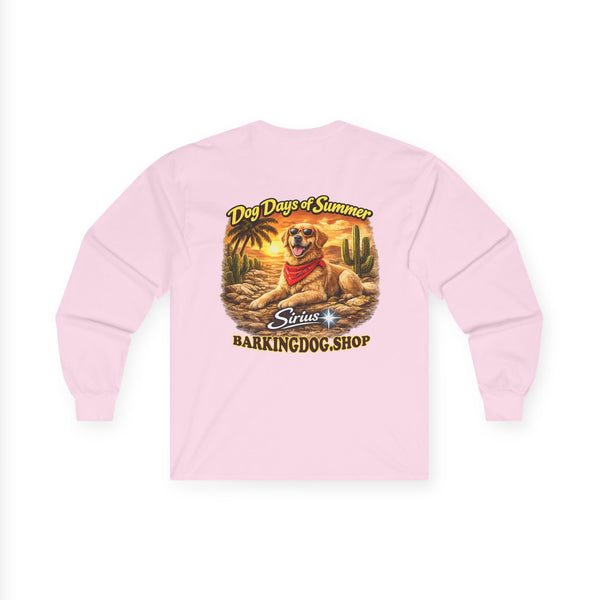 Golden Retriever Dog Days of Summer Cactus Long Sleeve T Shirt Beach Collection Summer Dog Graphic Tee Wag On BarkingDog Shop