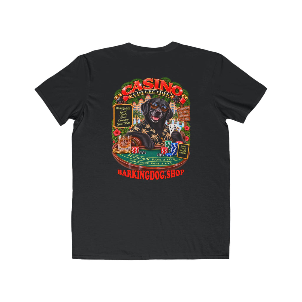 Black Labrador Blackjack T Shirt Casino Collection Funny Slot Machine Dog Graphic Tee Wag On BarkingDog Shop