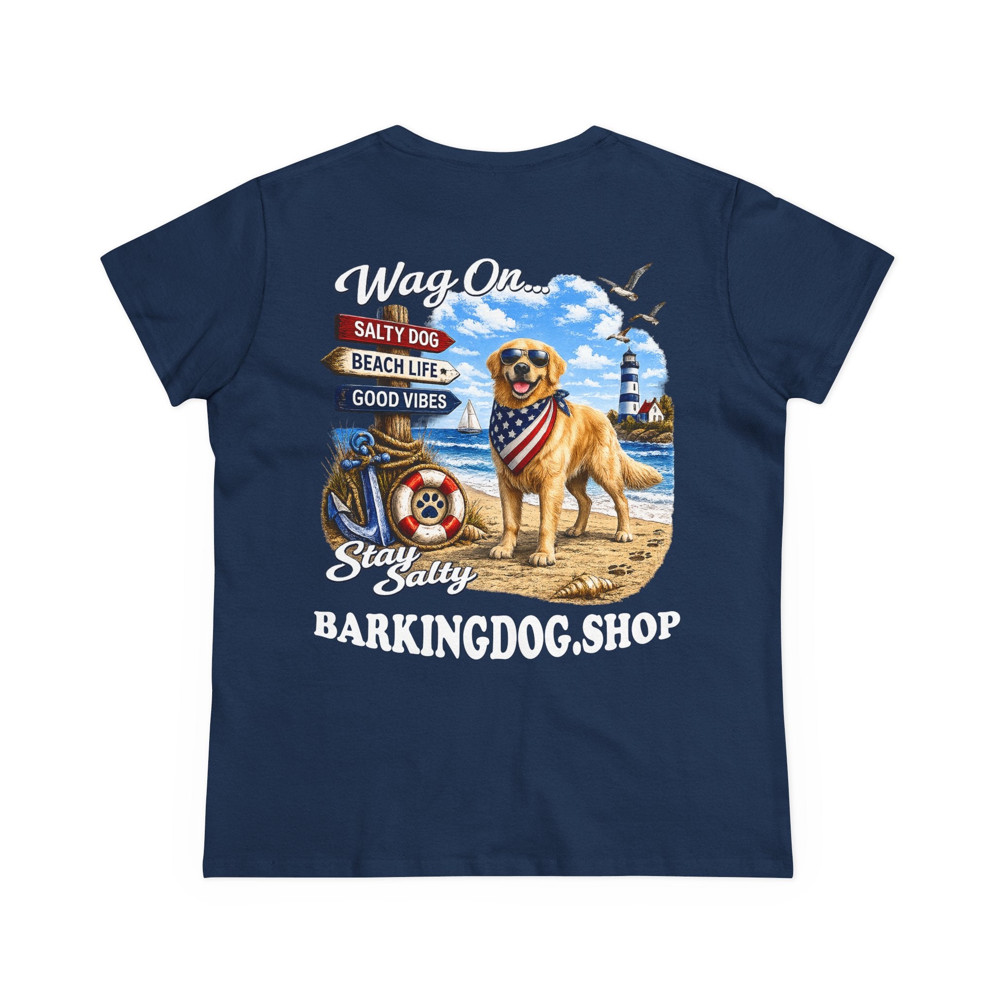 Golden Retriever Dog Beach T Shirt Wag On™ Stay Salty
