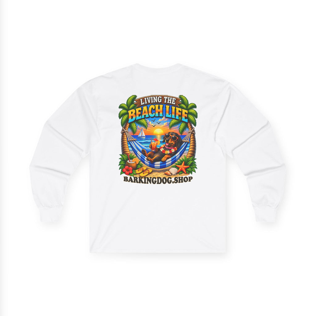 Dachshund Beach Life Canine Long Sleeve T Shirt Beach Collection Hammock Tropical Dog Graphic Tee Wag On BarkingDog Shop