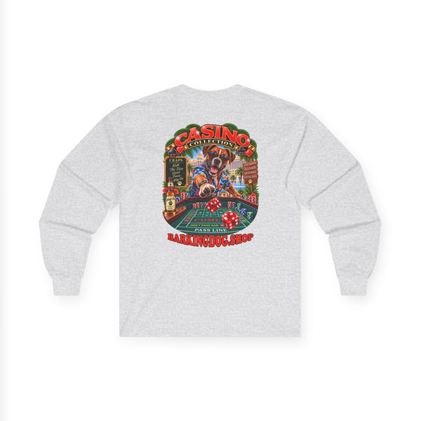Boxer Craps Long Sleeve T Shirt Casino Collection Vintage Casino Dog Graphic Tee Wag On BarkingDog Shop