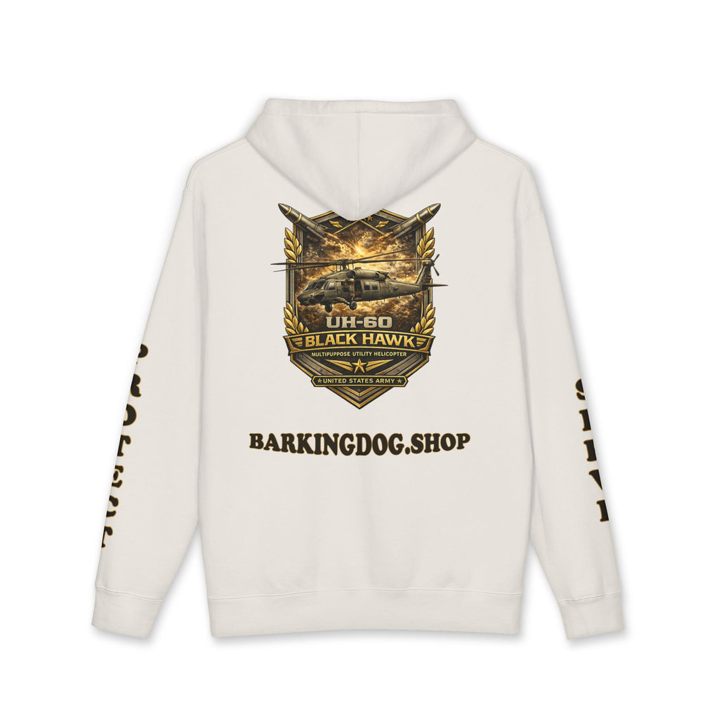 UH-60 Black Hawk Helicopter Hoodie — Barking Dog 'Wag On' Military Army Tribute