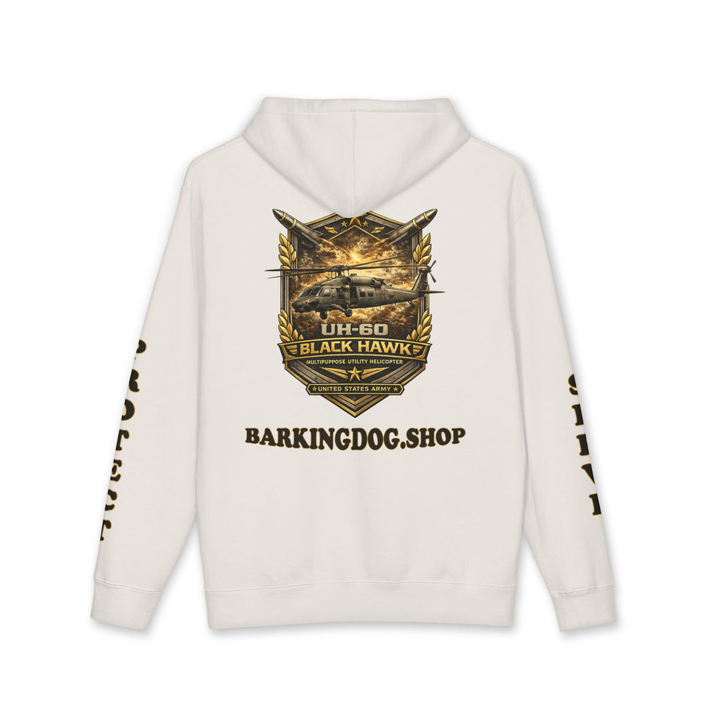 UH-60 Black Hawk Helicopter Hoodie — Barking Dog 'Wag On' Military Army Tribute