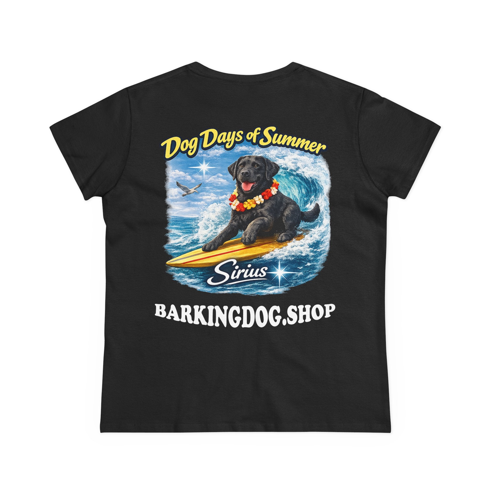 Black Labrador Dog Surfboard T-Shirt Wag On™ Dog Days of Summer