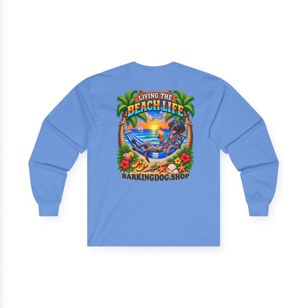 German Shorthaired Pointer Beach Life Canine Long Sleeve T Shirt Beach Collection Hammock Tropical Dog Graphic Tee Wag On BarkingDog Shop
