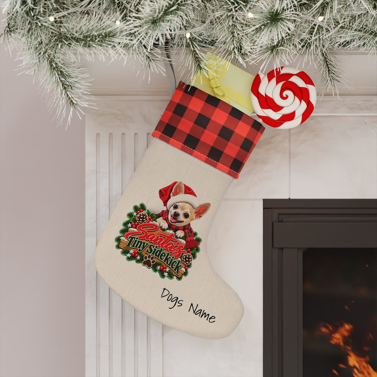 Chihuahua Santa’s Tiny Sidekick Christmas Stocking BarkingDog Shop